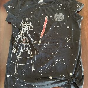 Disney Girls Star Wars Darth Vader Graphic Tee - Black with Red Accent